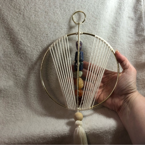 Handcrafted chakra 7 stone boho wall hanging - Picture 5 of 7
